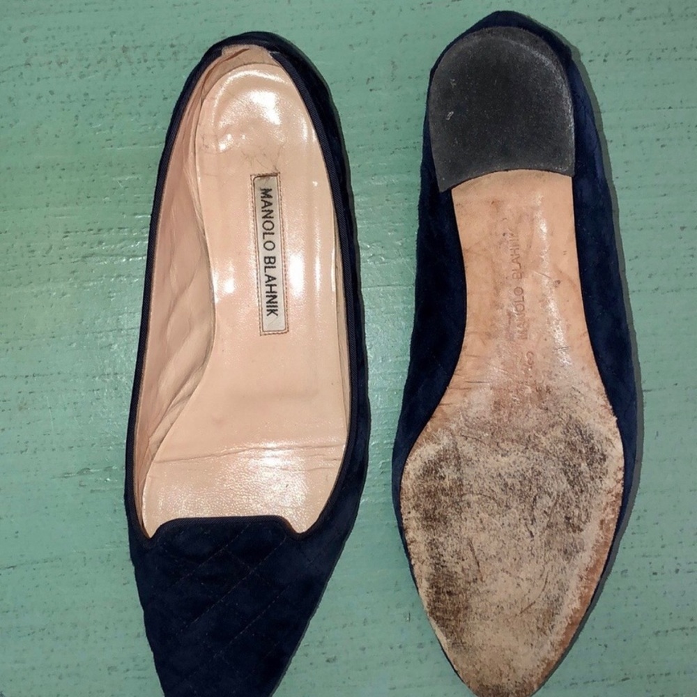 Manolo Blahnik Yak Quilted Suede flats - Picture 4 of 5